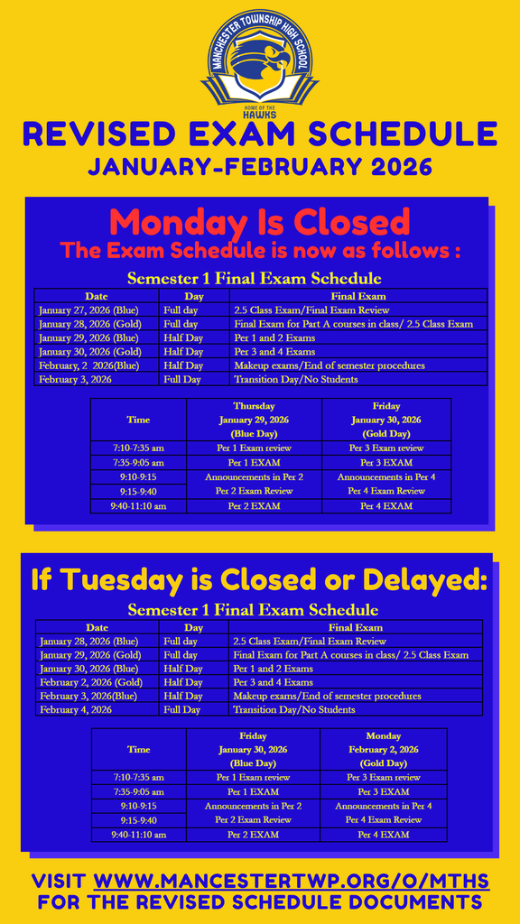 MTHS REVISED EXAM SCHEDULE 2026