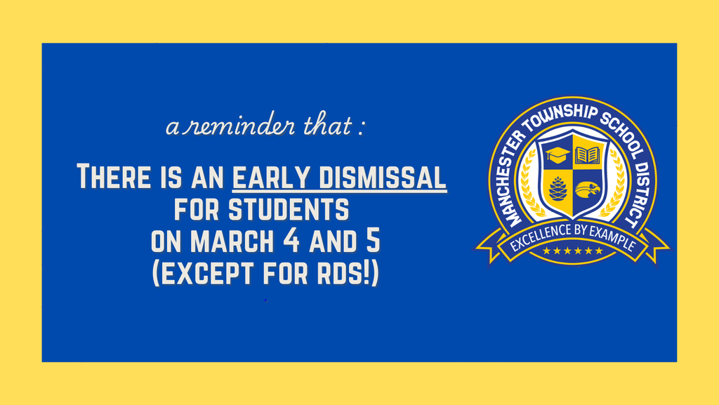 Dear MTSD, This is a friendly reminder that there is a half-day for students (except for Regional Day School) on Wednesday, March 4, and Thursday, March 5, as reflected on the calendar updated by February 18, 2026. Thank you! 