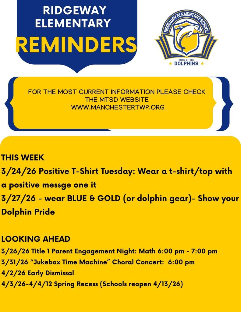 page 1 of 4 of weekly newletter reminders