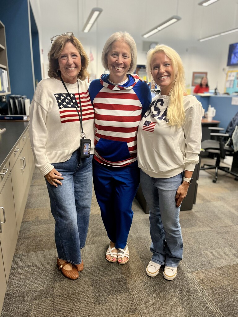 MTHS Staff Wearing Red, White, and Blue