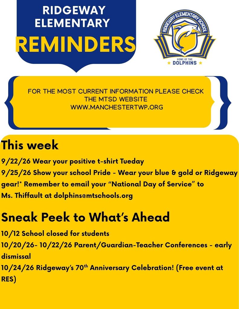 Ridgeway Reminders 9/21/26