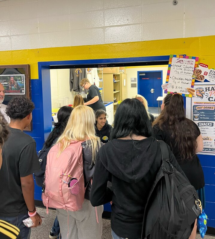 Students place orders at the Hawks Perch Cafe