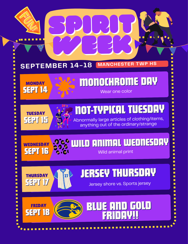Flyer describing Spirit Week daily themes