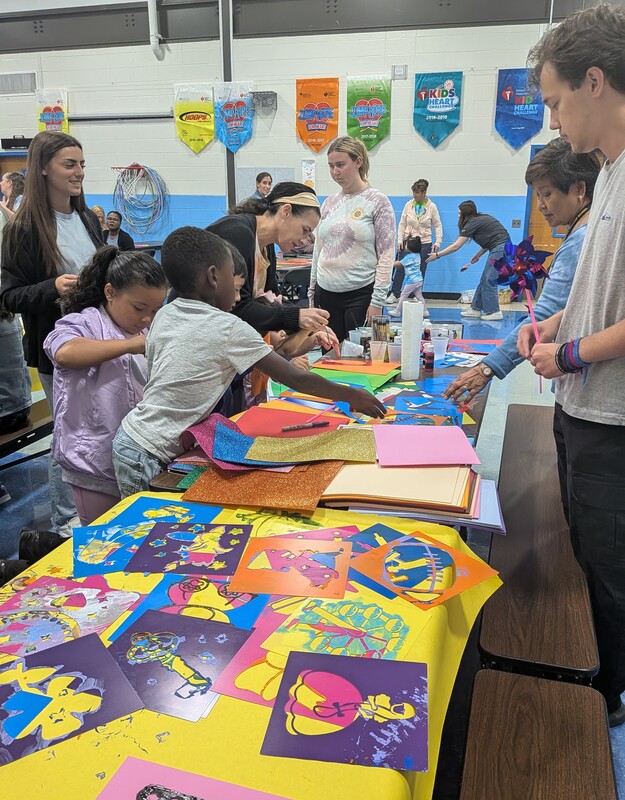 Students working on placemats