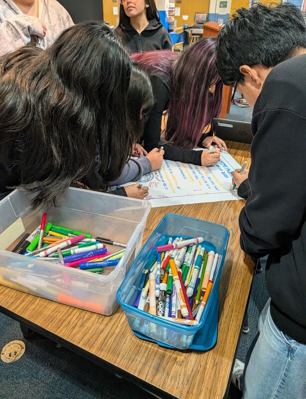 MTMS students signing the gold and blue pledge