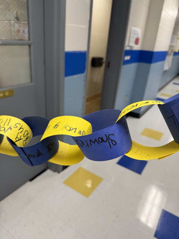 Blue and gold chain for Week of Respect at Ridgeway Elementary