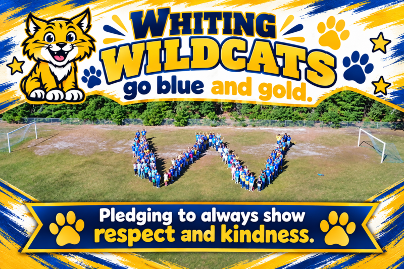 Whiting Wildcats forming a giant "W" for the Week of Respect
