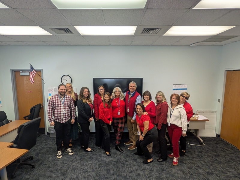 Board office members wearing red