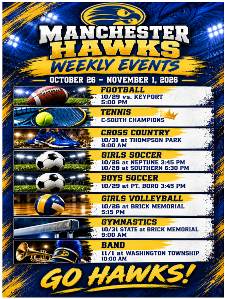 Athletics Schedule for Week of 10/26