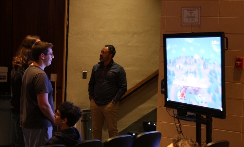 MTHS Esports Senior Members providing a live demonstration at the BOE meeting