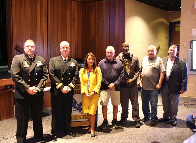 Veterans receiving recognition for their service at the BOE meeting