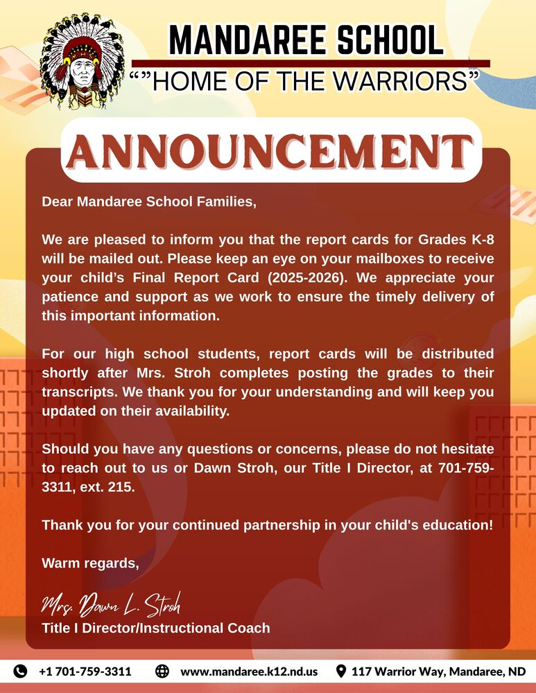 Final Report Card Announcement
