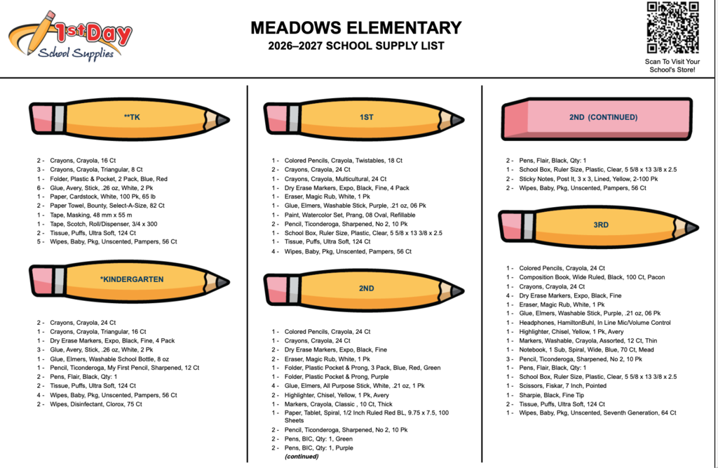 School Supplies List