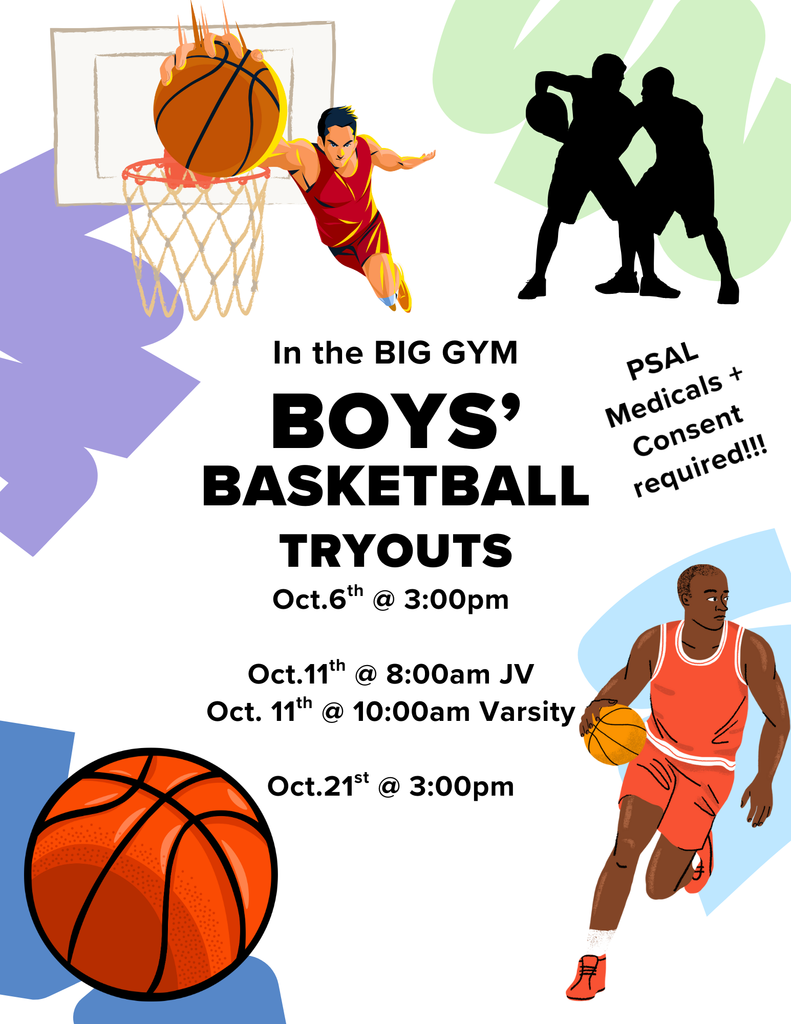 Boys basketball tryouts. Medicals and consents required!