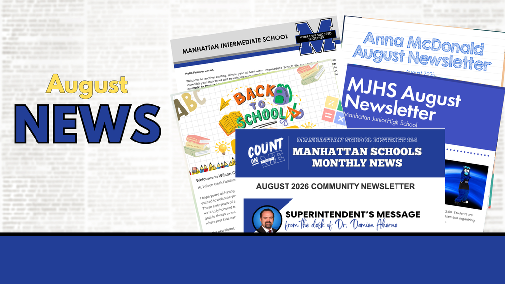 Several newsletters with headings such as "August News" and "Countdown to School" in front of a newspaper.