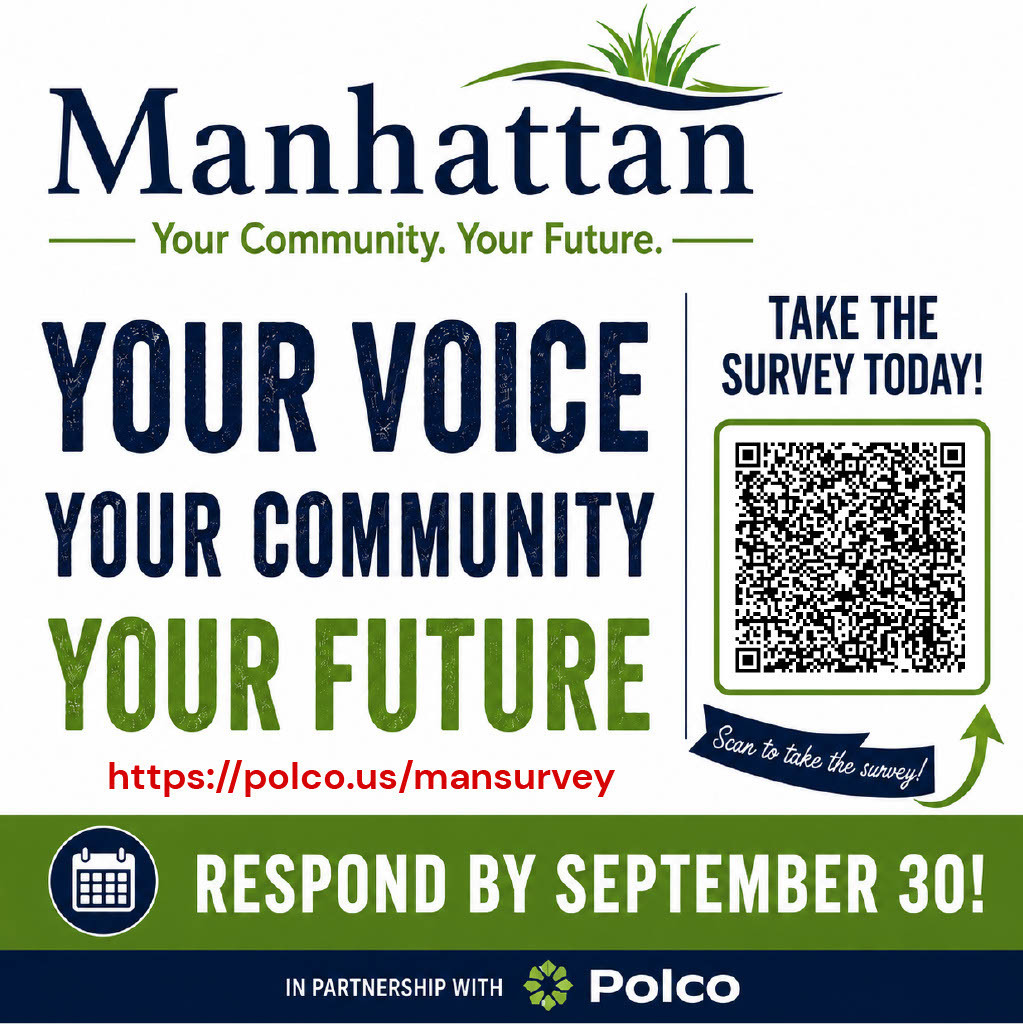 A poster shows a QR code and text "Take the survey today!" A deadline and website link appear below the QR code.