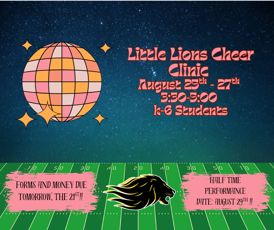 Football field with dark sky background. Multicolored disco ball.