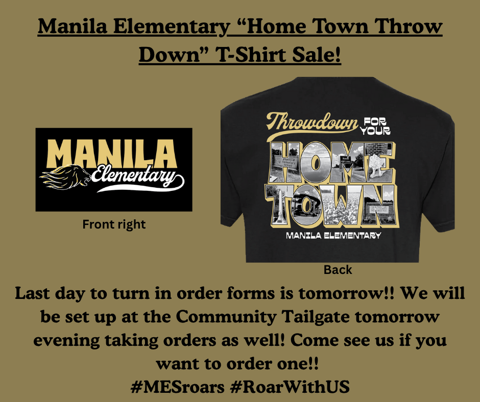Gold background with black lettering and t-shirt mock up designs for front and back. 