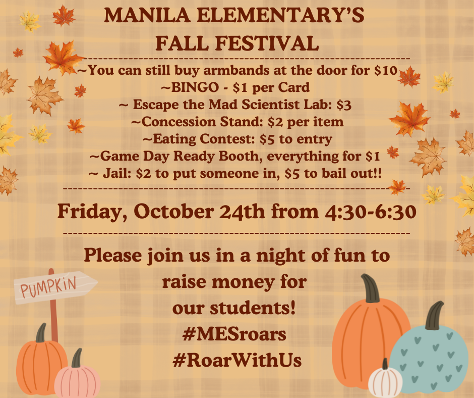 Tan plaid background with various pumpkins and falling leaves.