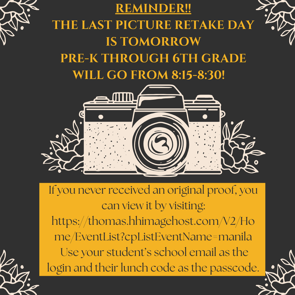 Black background with cream camera in the center and yellow lettering.