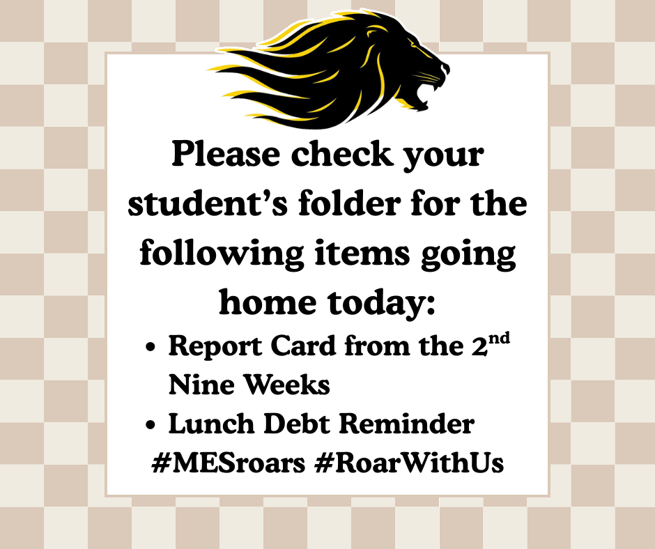 Tan and brown checkered background with lion head at top center, text box with information for parents.