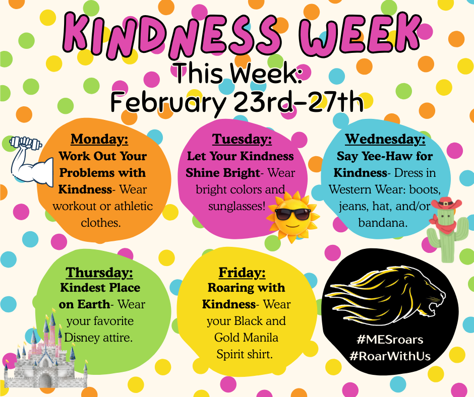 polka dot background with multi-colored circles filled with text. Black and gold lions head. 