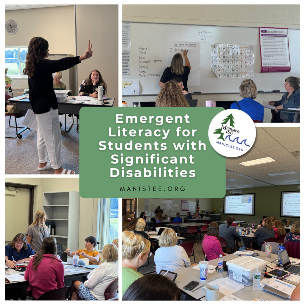 Photo collage of staff in a classroom setting for training