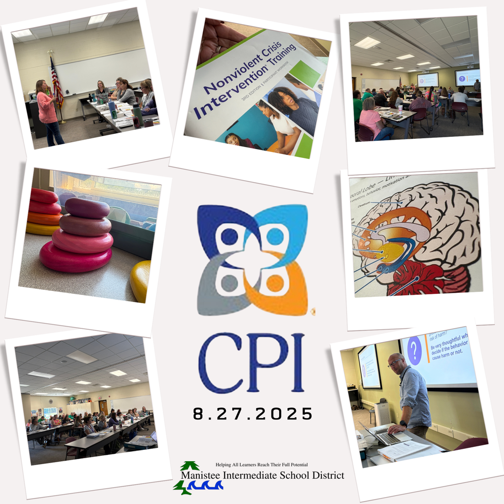 Photo collage of staff in a classroom setting for CPI training