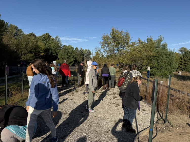 Students exploring a park