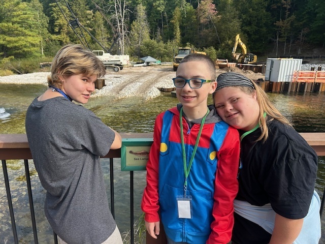 Students at the weir