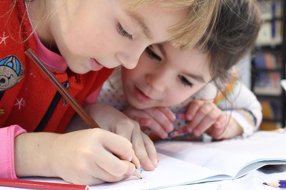 Girls writing.