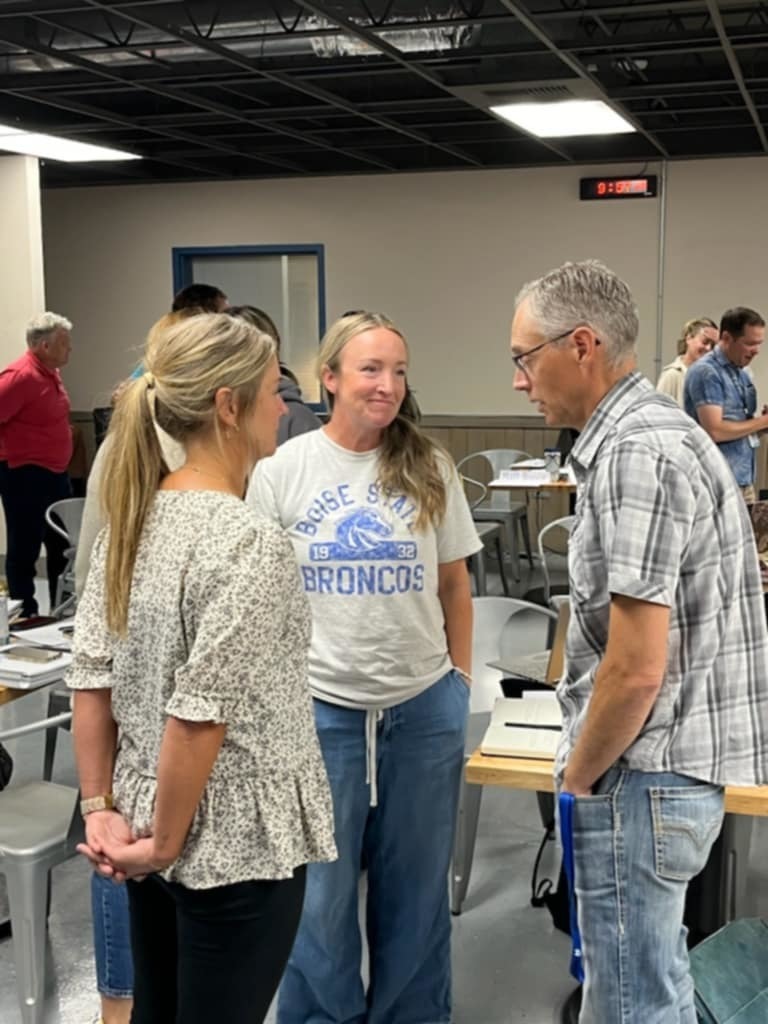Teachers participate in 7 habits of highly effective people training.