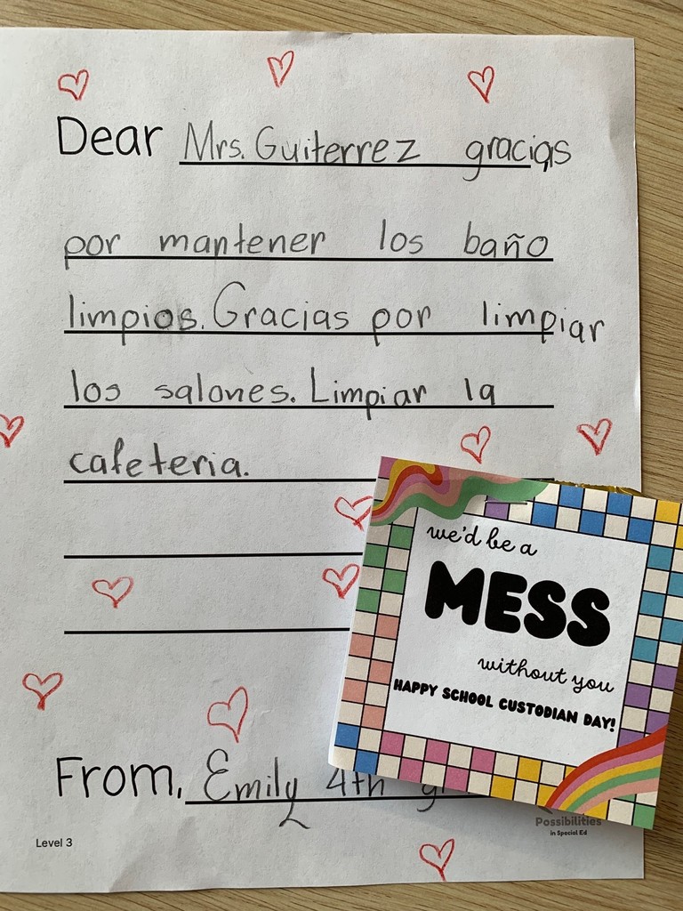 Letter to custodian Margarita.
