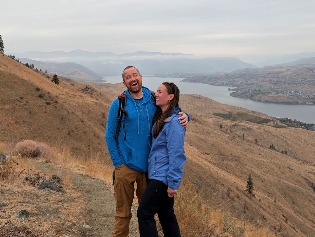 Outdoor Club advisors Kate Sorenson and David Olson pose on Elephant Head trail.
