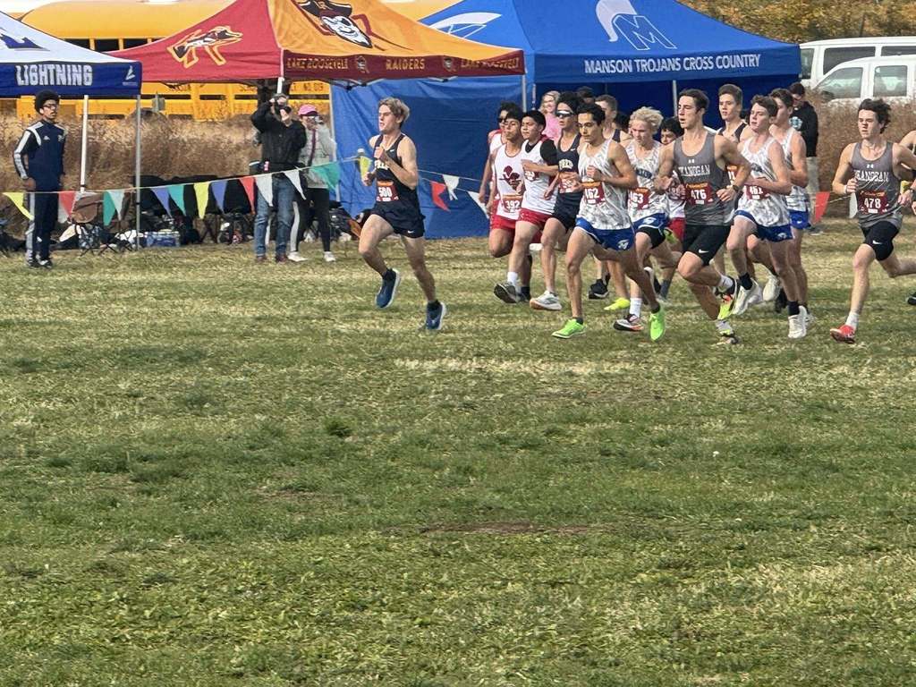 Boys cross country team at district meet.