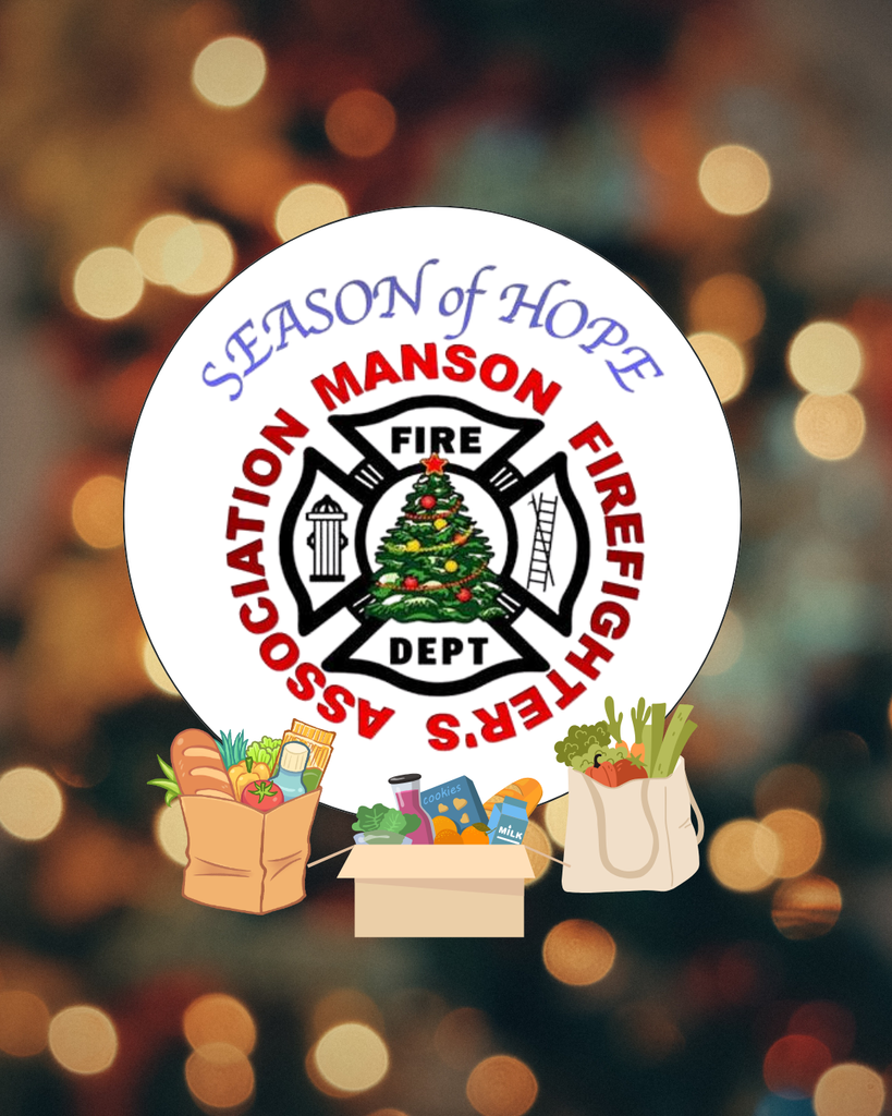 Manson Fire Dept Season of Hope Logo with groceries