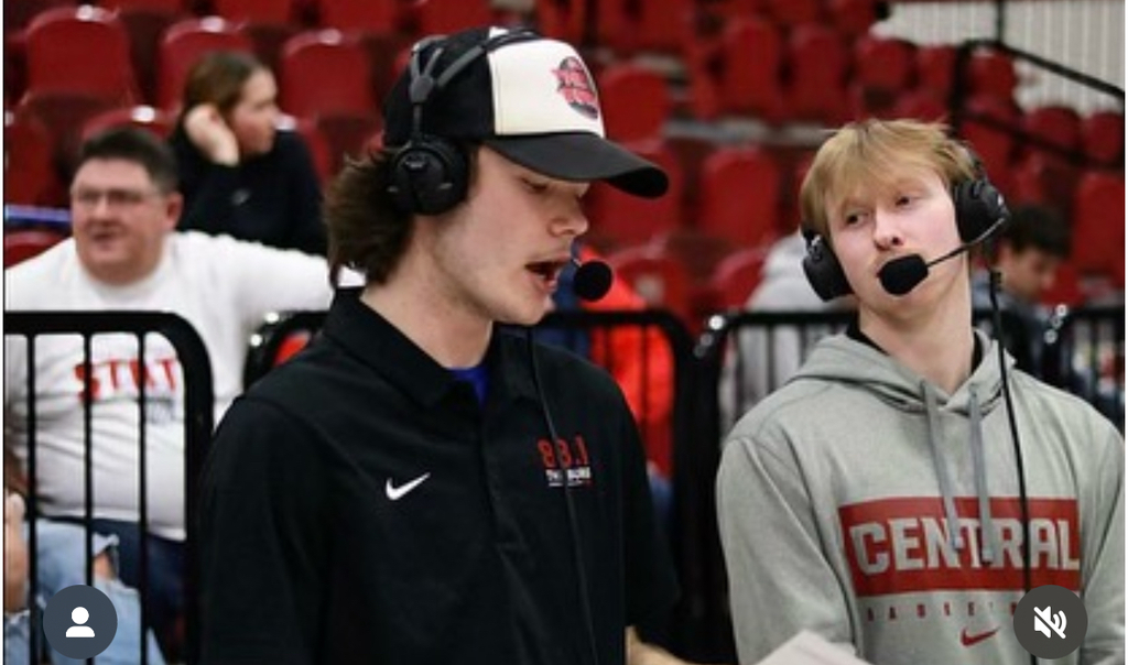 Ryan Gildersleeve broadcasts live at a Central game.