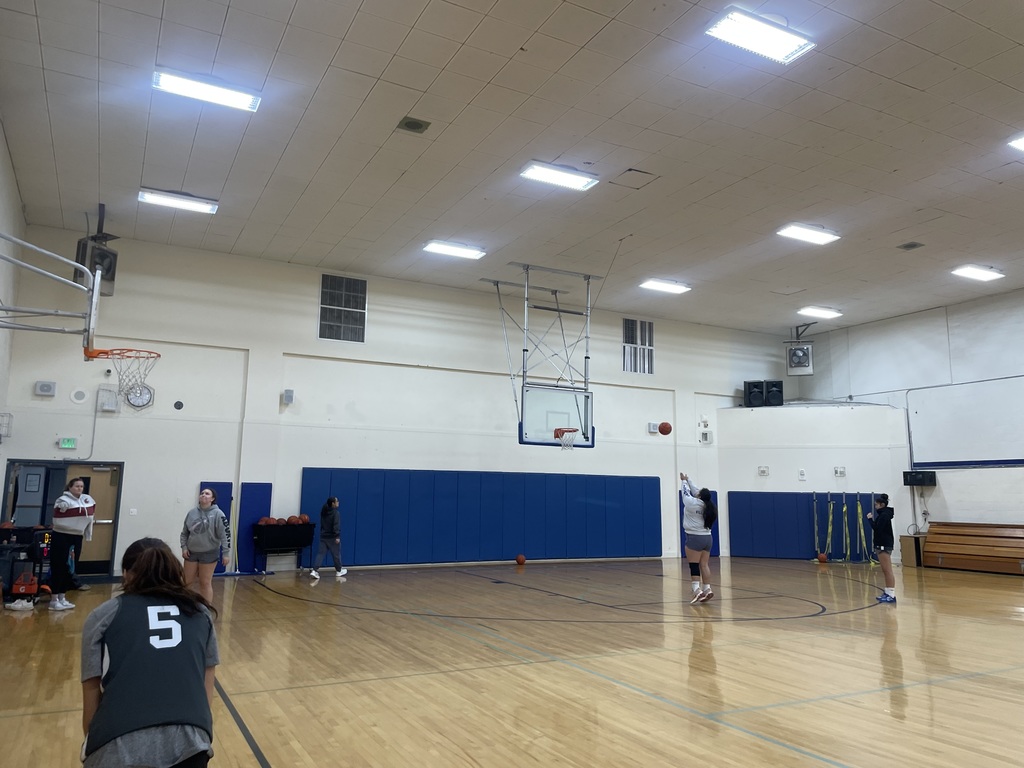Girls basketball team warming up.