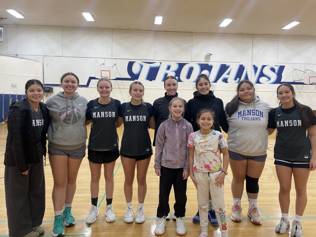 2026 Manson Gurls Basketball Team photographed in the gym.