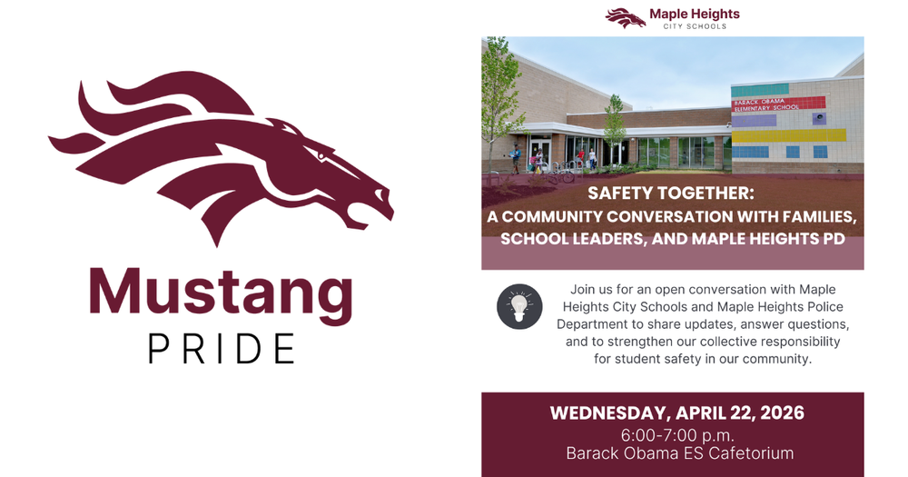 Safety Meeting Flyer for Maple Heights City School District Maroon and White