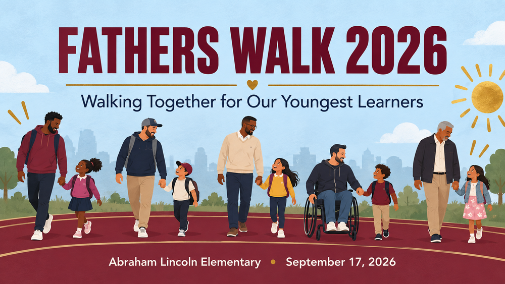 Event flyer for Father's Walk 2026, featuring the headline "Walking together for our Youngest Learners."