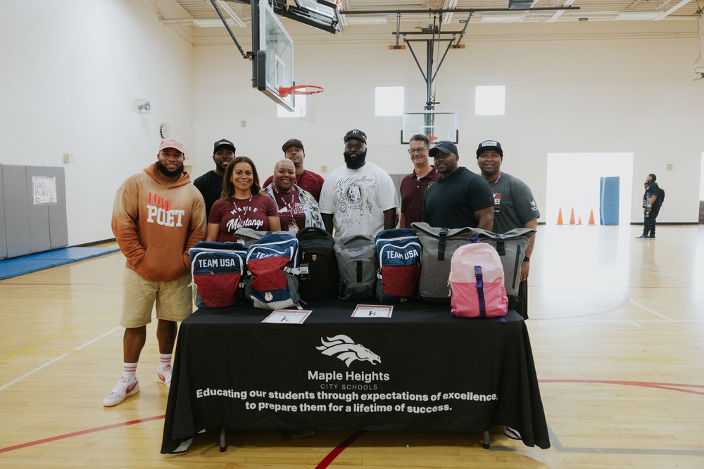 Cleveland Browns Players Maliek Collins and Maple Heights City School Staff