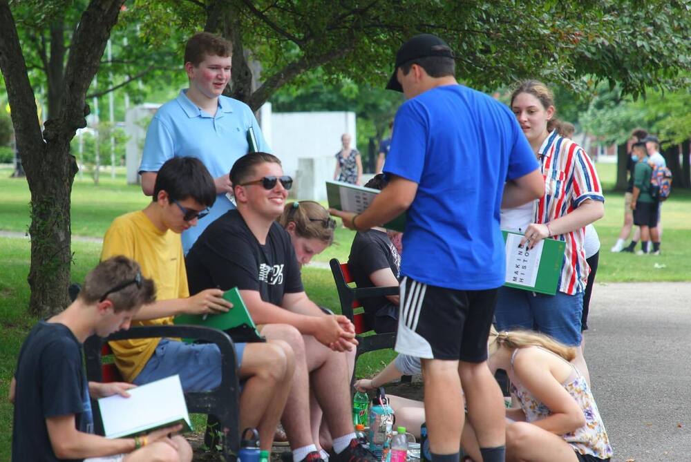Yearbook signing in the park