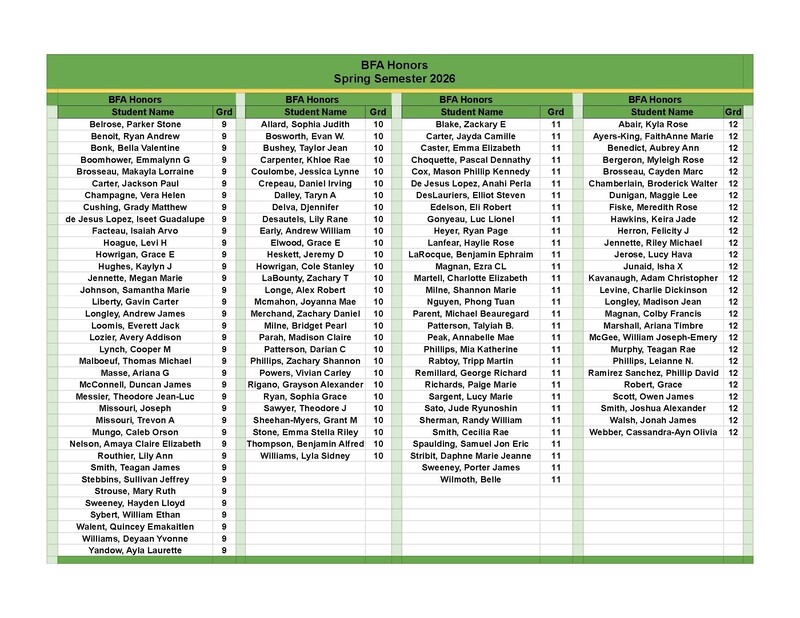 S2 2026 Honors