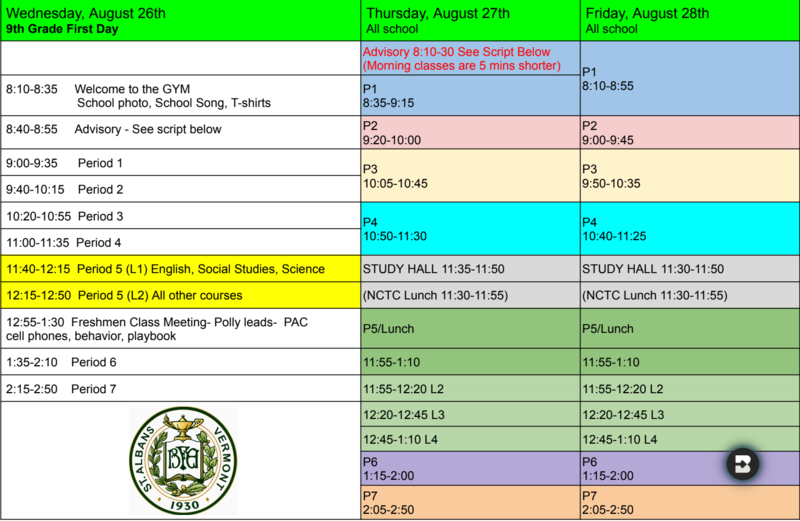 First Days Schedule