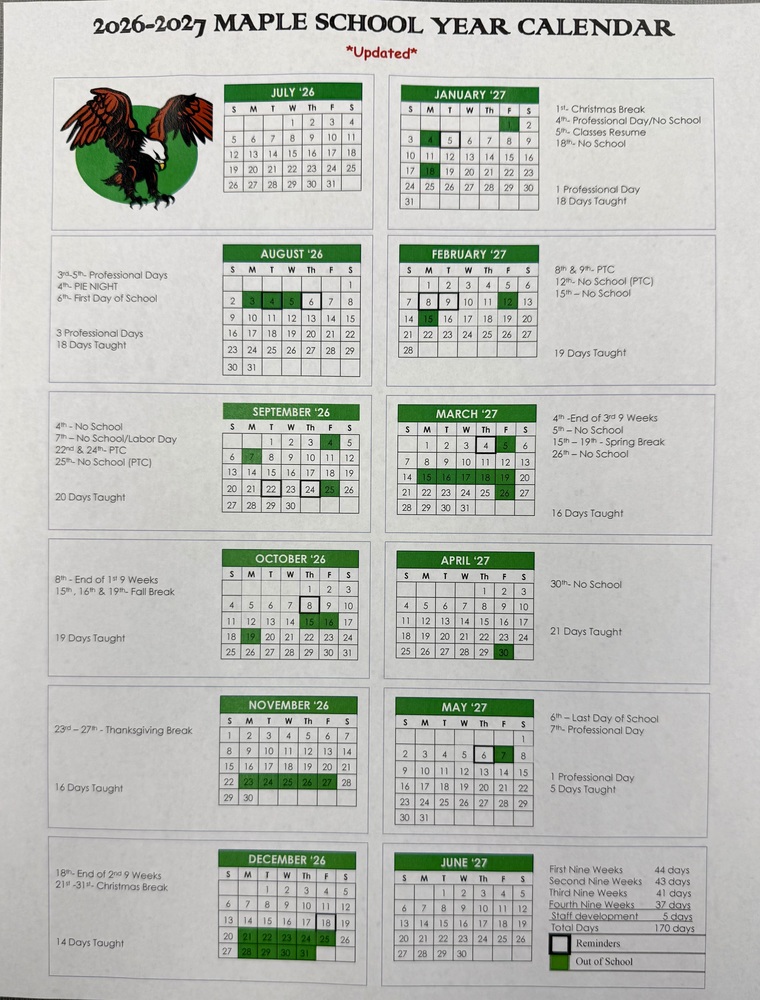 26-27 calendar