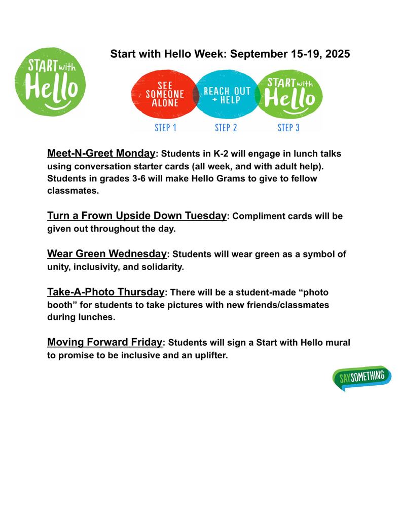 Start with Hello Week_ September 15-19, 2025