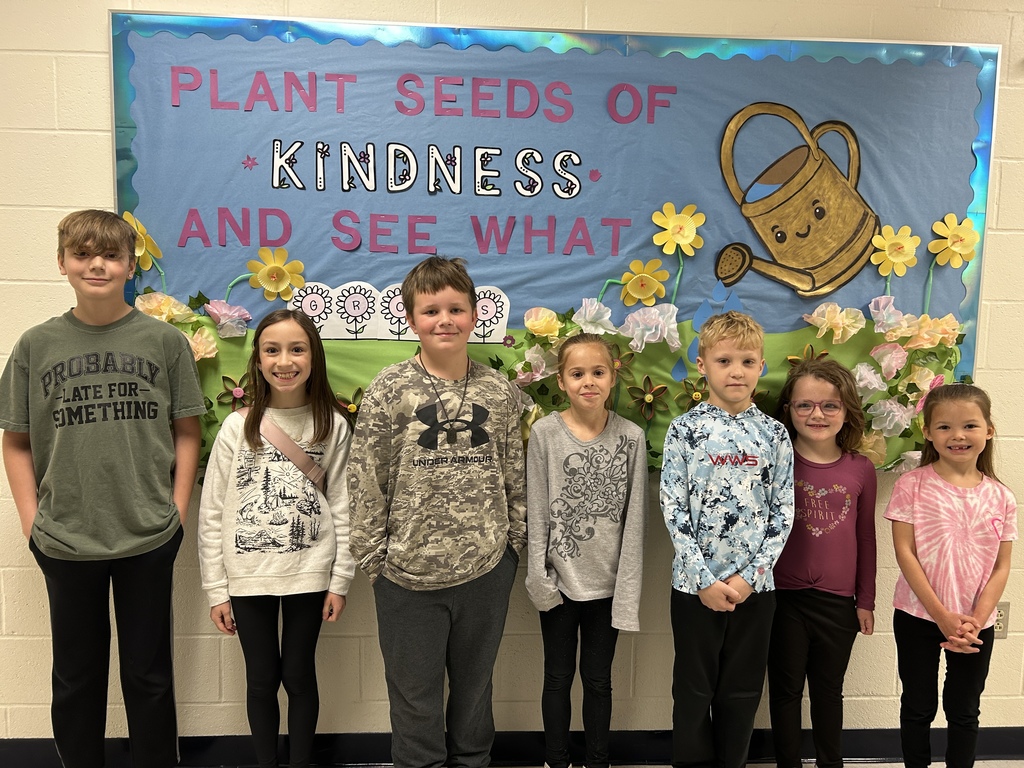 Congratulations to our May MES Rockets of the Month! 🚀⭐️  We are proud to recognize these outstanding students for their hard work, leadership, and positive attitude throughout the month of May!  Left to Right: 6th – Deven Kifer 5th – Madelyn Salance 4th – Jaden Grubb 3rd – ReBelle Whiteman 2nd – Cash Roper 1st – Artemis Hendrickson Kindergarten – Rebecca Rable  Keep up the great work, Rockets! 💙🖤