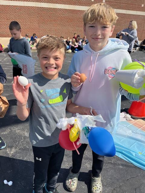 ur 4th graders put their creativity and engineering skills to the test during their annual STEM Egg Drop Challenge! 🥚🚒  On Thursday, May 7, students designed and built their own egg protection devices to see if their egg could survive a 30-foot bucket truck drop. This hands-on activity is always a student favorite, and this year we had 20 surviving eggs!  Great job to all of our young engineers for their hard work, problem-solving, and creativity!