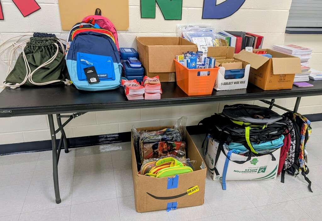 backpacks and extra supplies for any student needing them